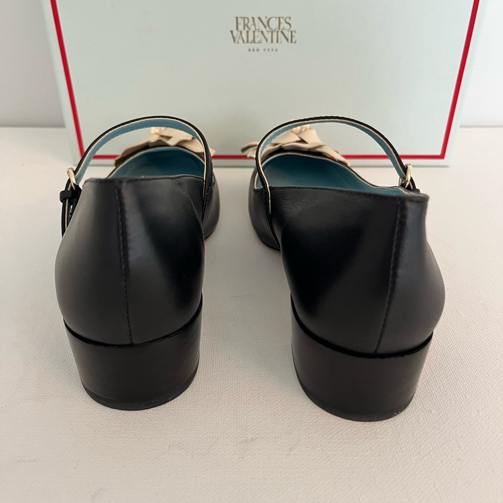 Frances Valentine Babe Black Nappa Leather and Cream Floral Heels - Picture 5 of 7